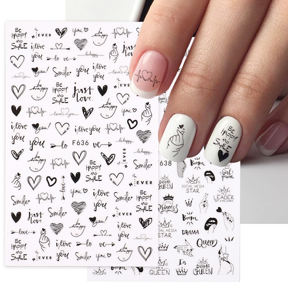 Nail Art Valentines Day - 2Pcs Trái Tim Tình Yêu Thiết