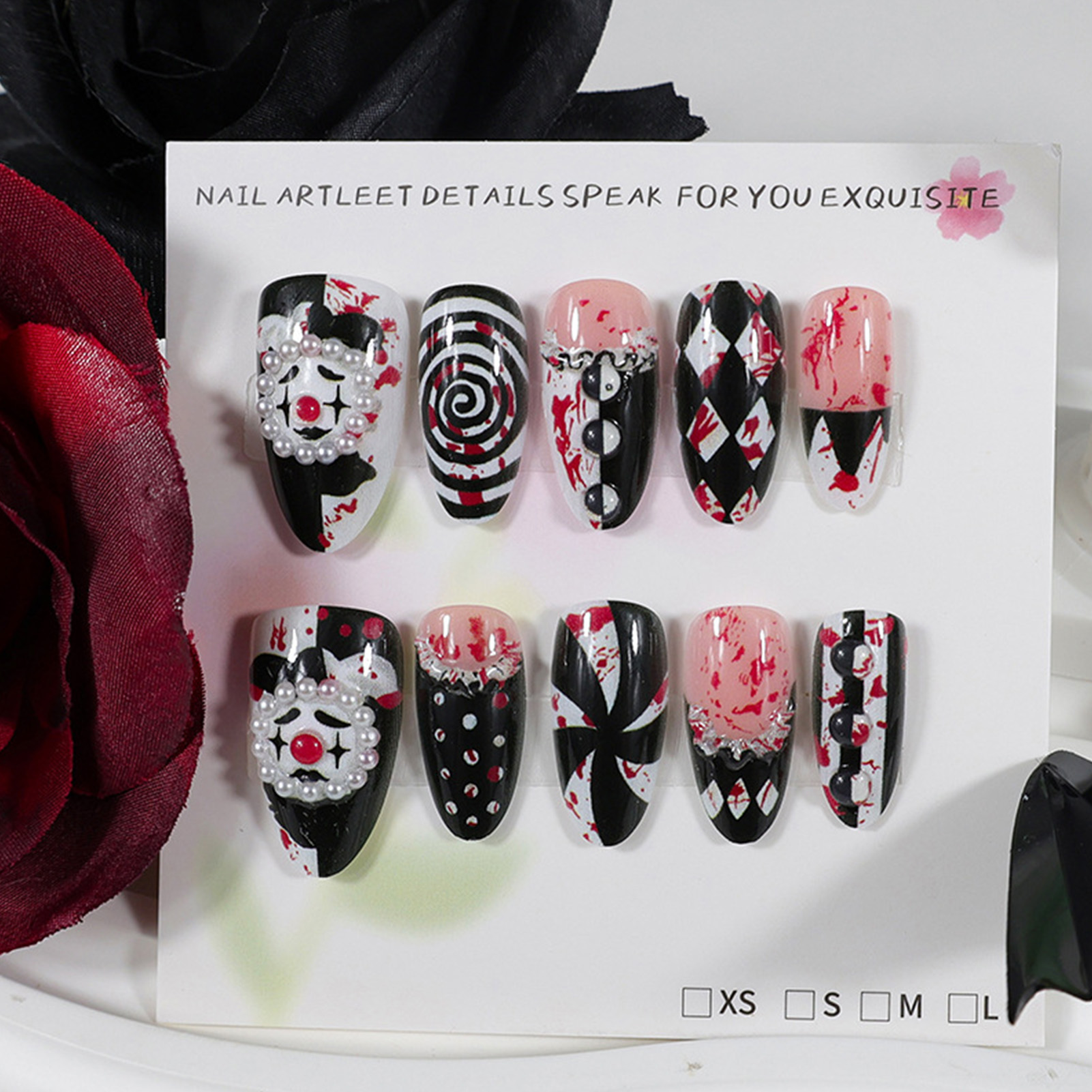 30pcs Funny Dark Clown Press O - đánh giá và giá Nail Art Press On