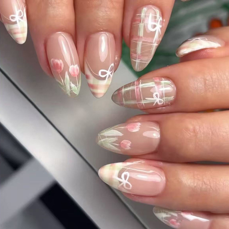 24pcs Bow False Nails Sets Pre - đánh giá và giá Nail Art Valentines Day