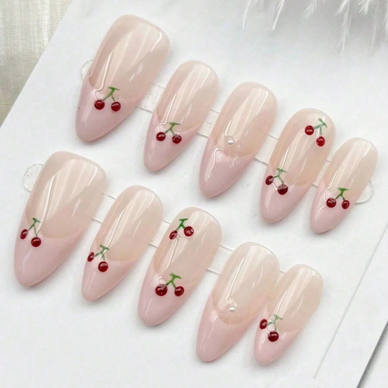 10pcs Medium Almond Nude Pink  - đánh giá và giá Nail Art Pink