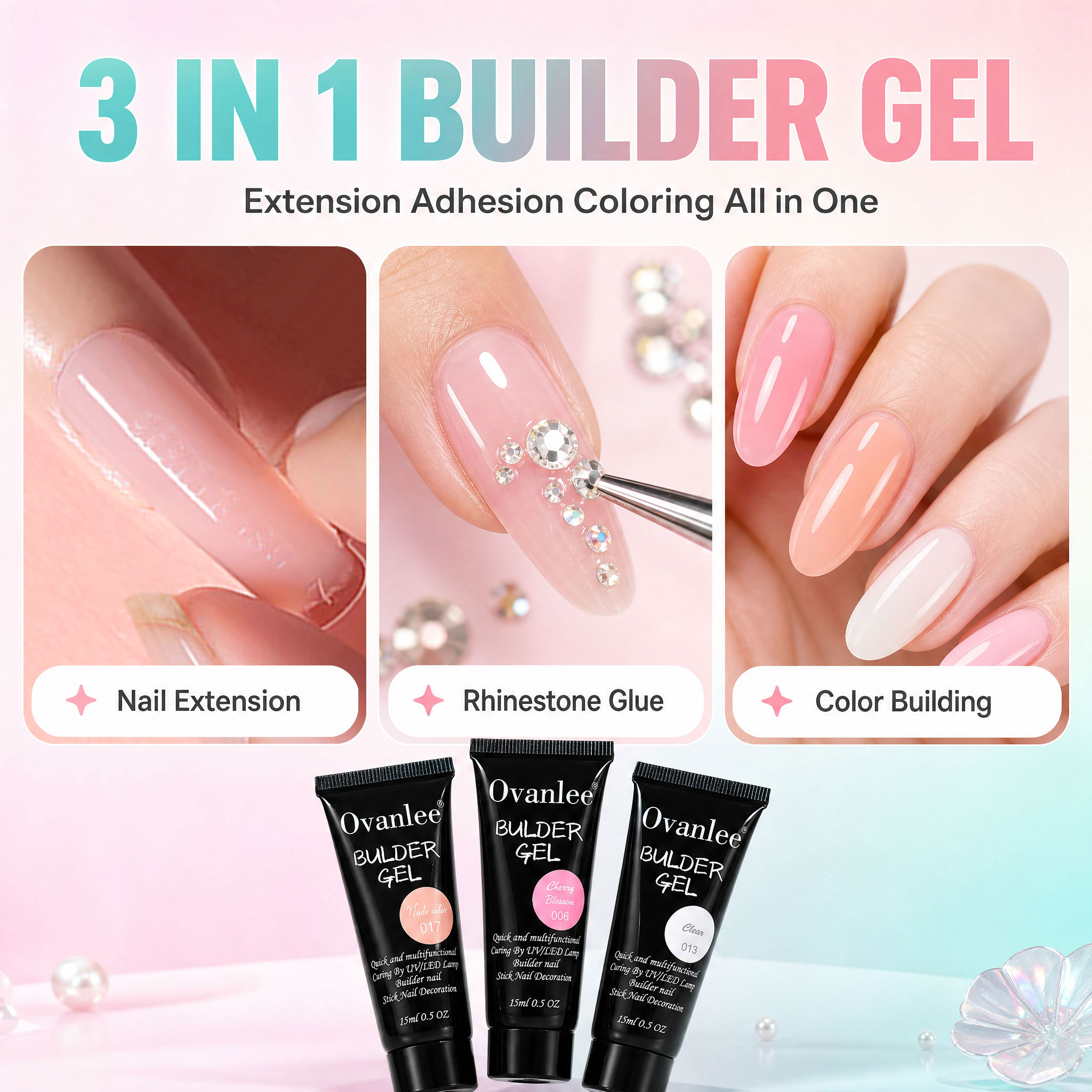 Ovanlee 12-Color 3-in-1 Builde - đánh giá và giá Nail Art Ombre
