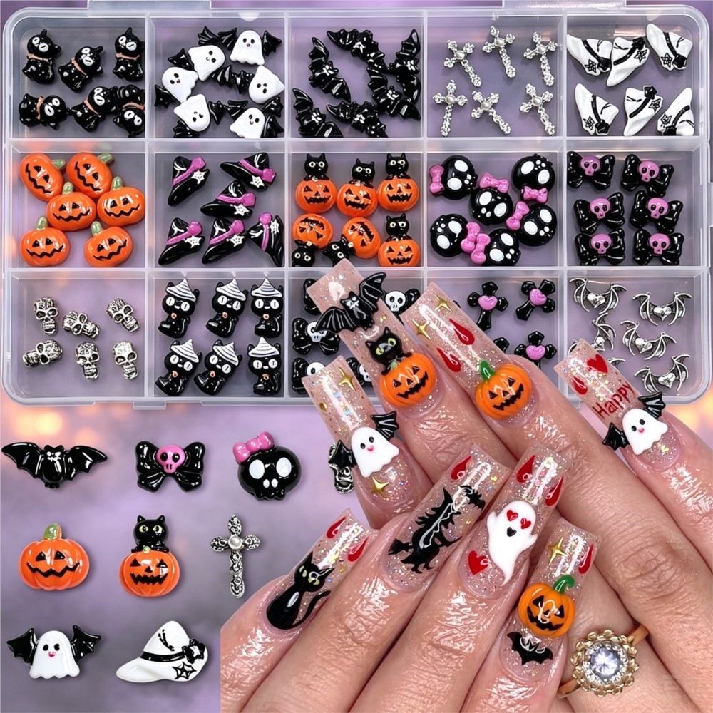 15grid 3D Cute Halloween Pumpk - đánh giá và giá Nail Art Valentines Day