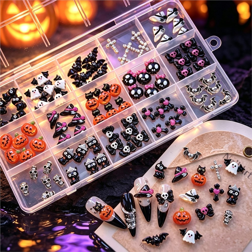 15grid 3D Cute Halloween Pumpk - đánh giá và giá Nail Art Valentines Day