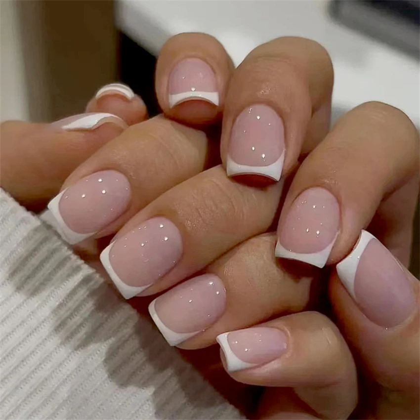 24Pcs/Set Short French Minimal - đánh giá và giá Nail Art Pink