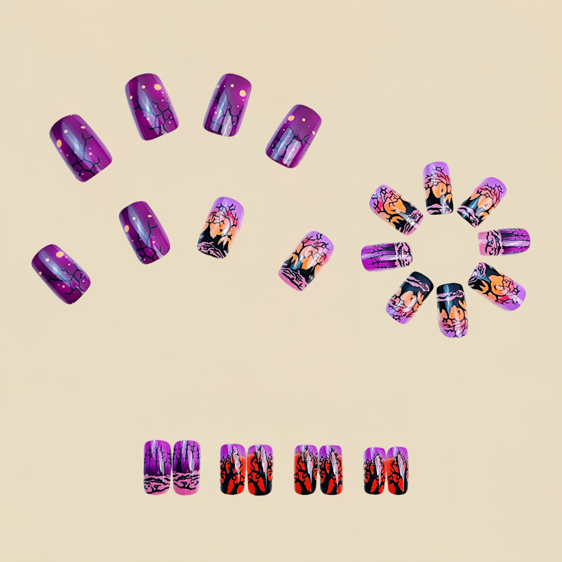 Medium Square fake nails for w - đánh giá và giá Nail Art Orange