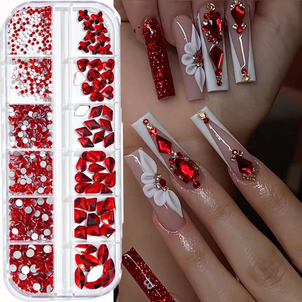 12Grids 3D Pink Nail Art Rhine - đánh giá và giá Nail Art Valentines Day