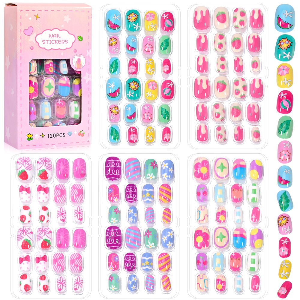 Bộ 5 Móng Tay Giả Dán Cho Trẻ  - đánh giá và giá Nail Art Pink