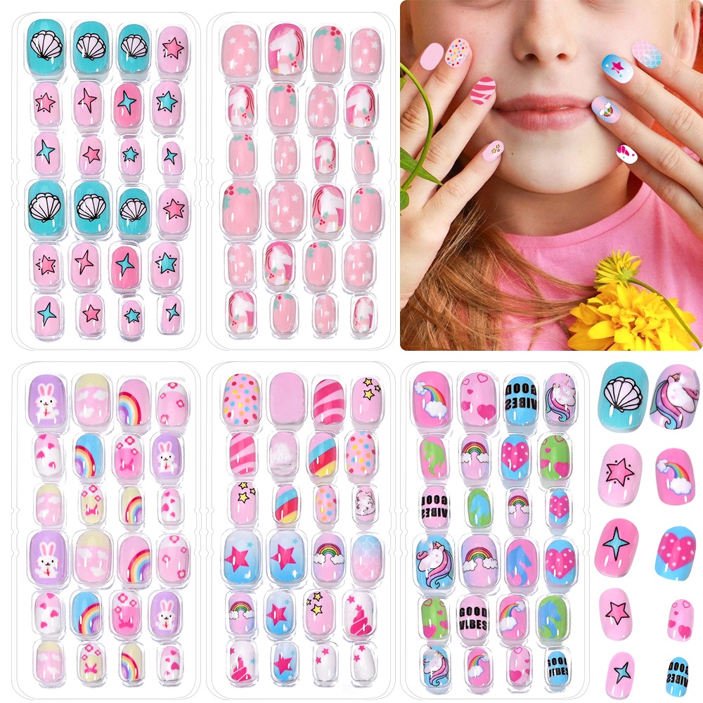 Bộ 5 Móng Tay Giả Dán Cho Trẻ  - đánh giá và giá Nail Art Pink