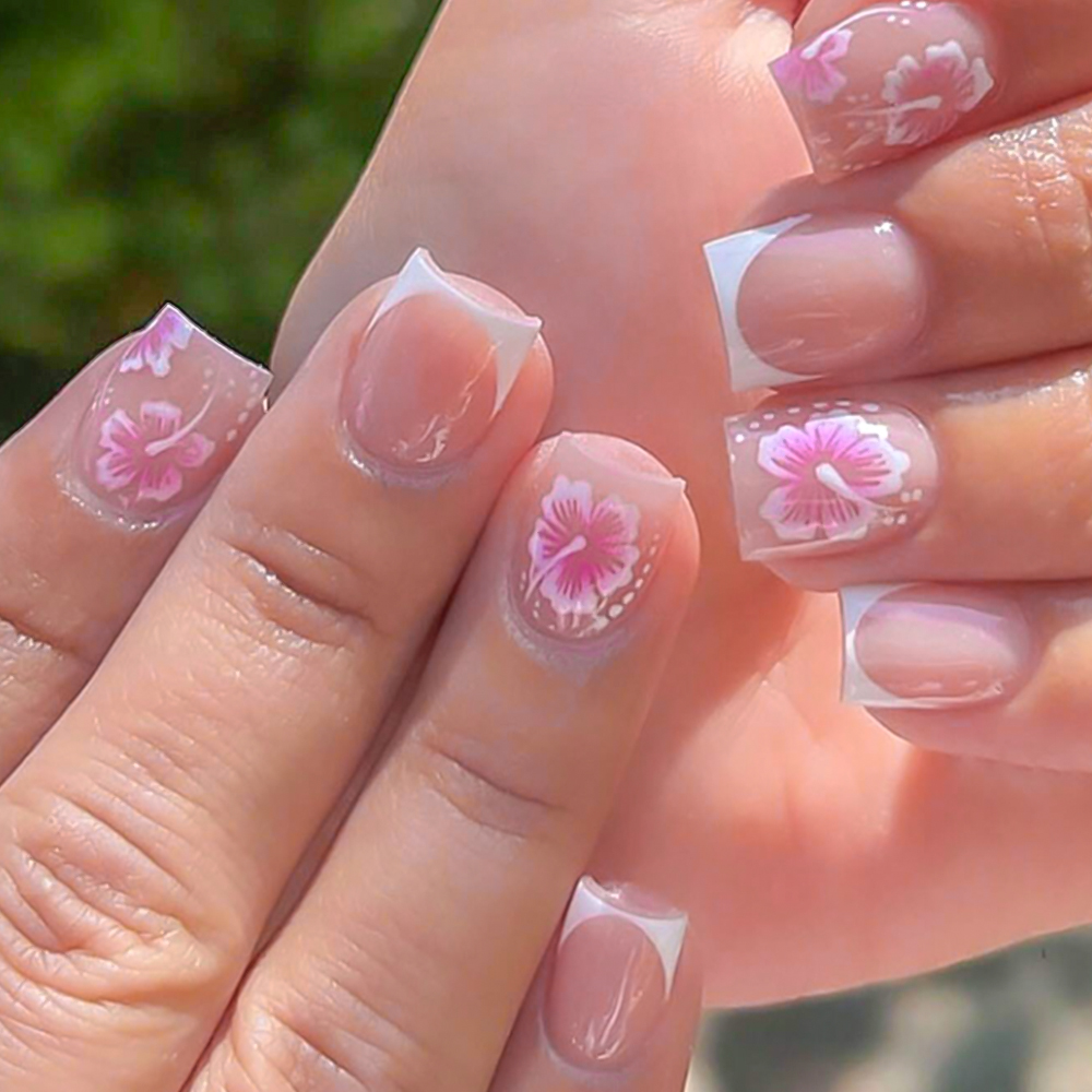 24Pcs French Flower False Nail - đánh giá và giá Nail Art Press On
